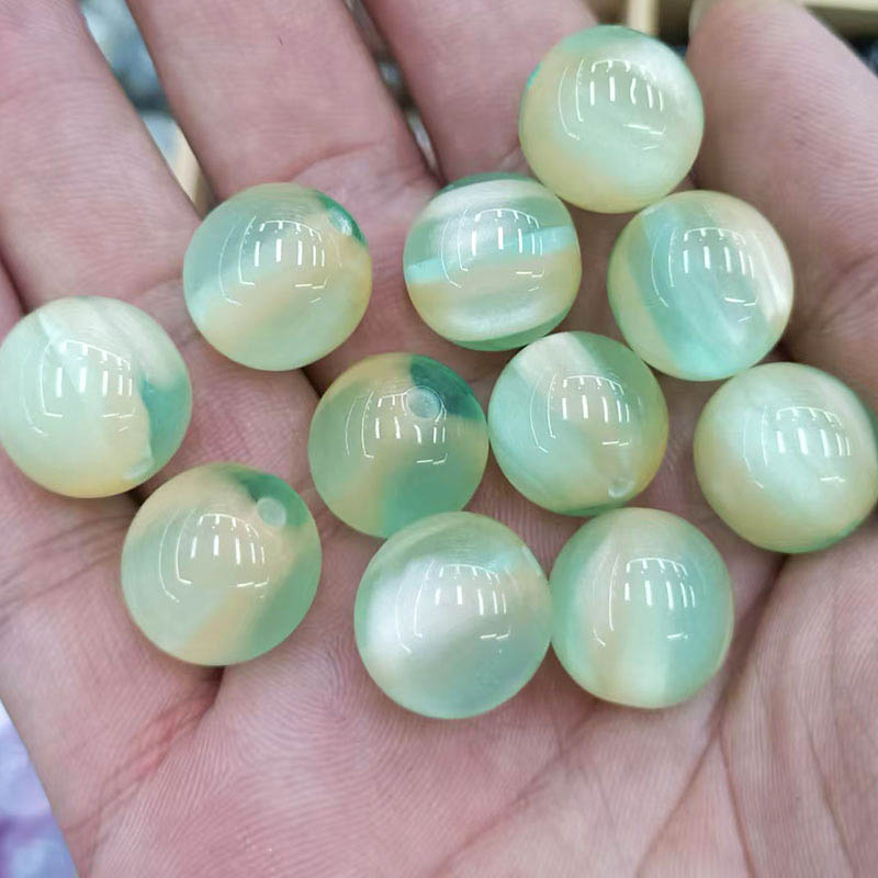 fiasrel 1bundle Cat’s Eye & Shooting Star Fantasy Beads Icy Dual-Color Resin Round Beads for DIY Bracelet Crafting