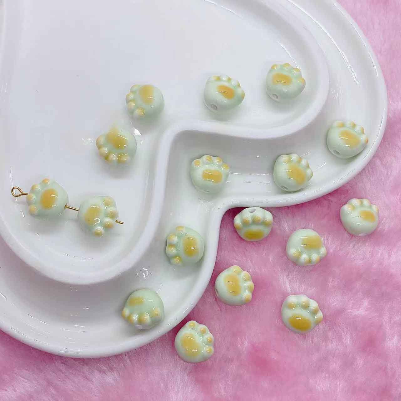 fiasrel 1bundle Light Aqua Green Ceramic Beads – DIY Handmade Stringing Beads for Bracelet Crafting, Round Loose Beads & Jewelry Accessories