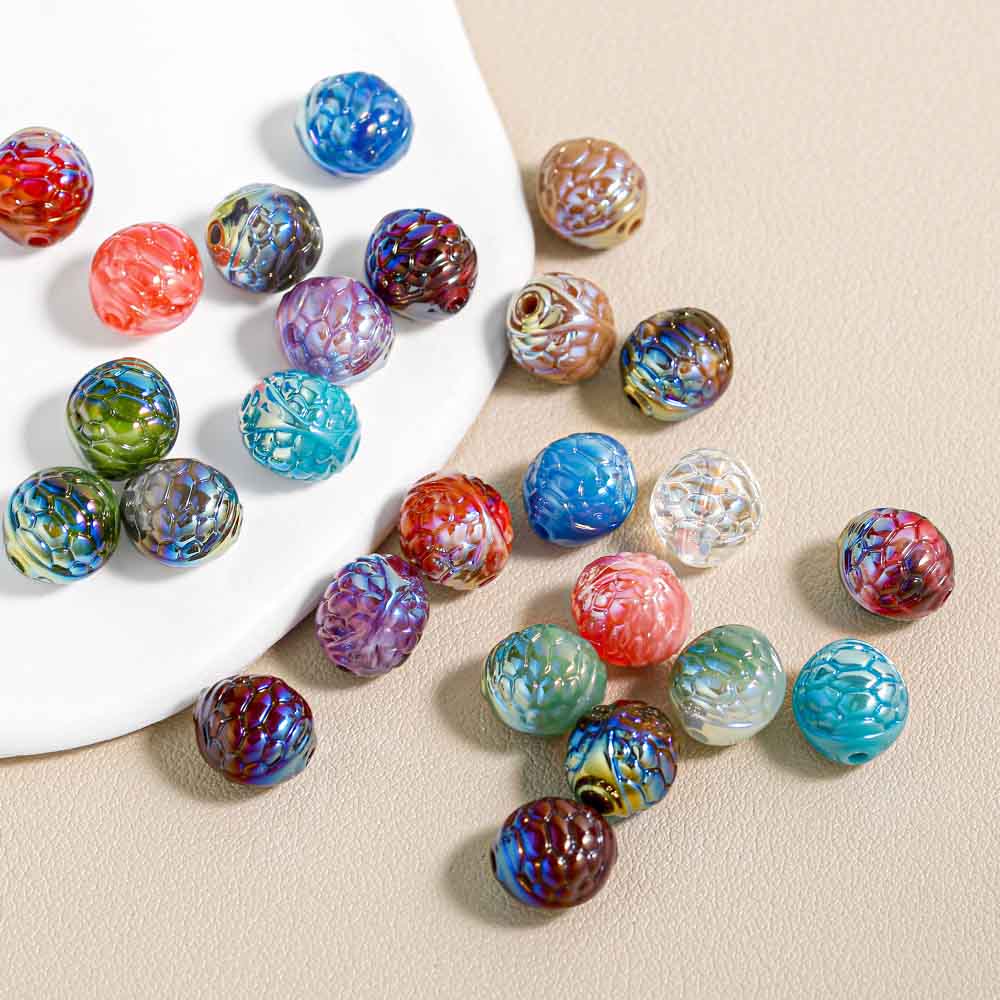 fiasrel 1bundle Heidi Tortoise-Pattern Mystic Beads – Straight-Hole Resin Sugar-Tone Craft Beads for DIY Bracelets, Keychains & Phone Charms