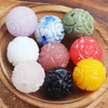 fiasrel 1bundle 10mm Synthetic Stone Powder Double-Sided Rose Carved Round Bead