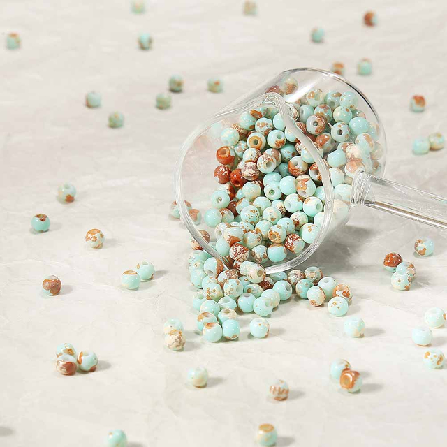 fiasrel 1bundle Shoushan Stone-Look Glass Beads - DIY Loose Beads for Handmade Bracelets