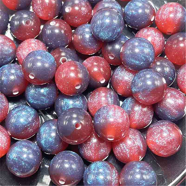 fiasrel 1bundle 16mm Mermaid Princess Resin Beads with Dual-Tone Celestial Micro-Glitter for DIY Craft Phone Charm Accessories