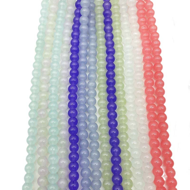 fiasrel 1bundle 8mm Fake Jade Glass Beads Round Loose Beads for DIY Jewelry Making