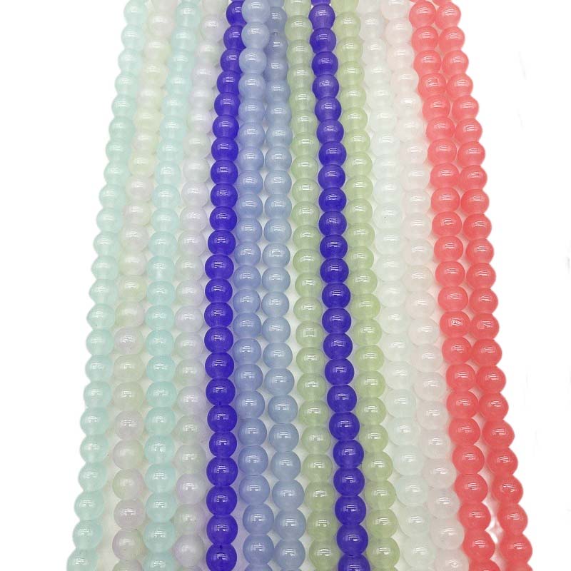 fiasrel 1bundle 8mm Fake Jade Glass Beads Round Loose Beads for DIY Jewelry Making