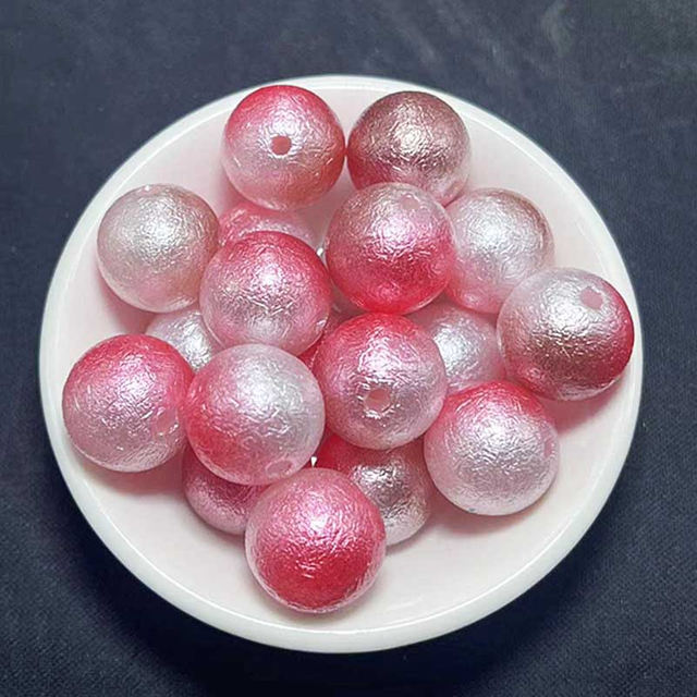 fiasrel 1bundle 16mm Wrinkled Acrylic Beads Gradient Color Straight-Hole Beads for DIY Crafts