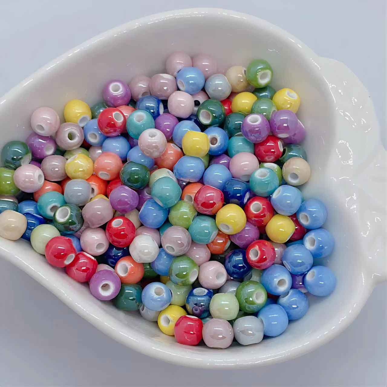 fiasrel 1bundle Macaron Glazed Ceramic Beads DIY Craft Supplies for Handmade Bracelets Necklaces Earrings & Jewelry Making