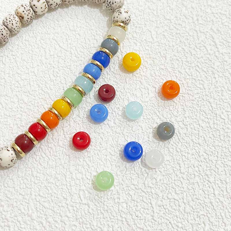 fiasrel 1bundle 4×6mm Rainbow Glass Spacer Beads 