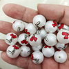 fiasrel 1bundle 16mm Matte Printed LOVE Heart Beads – Stylish Round Beads for DIY Jewelry