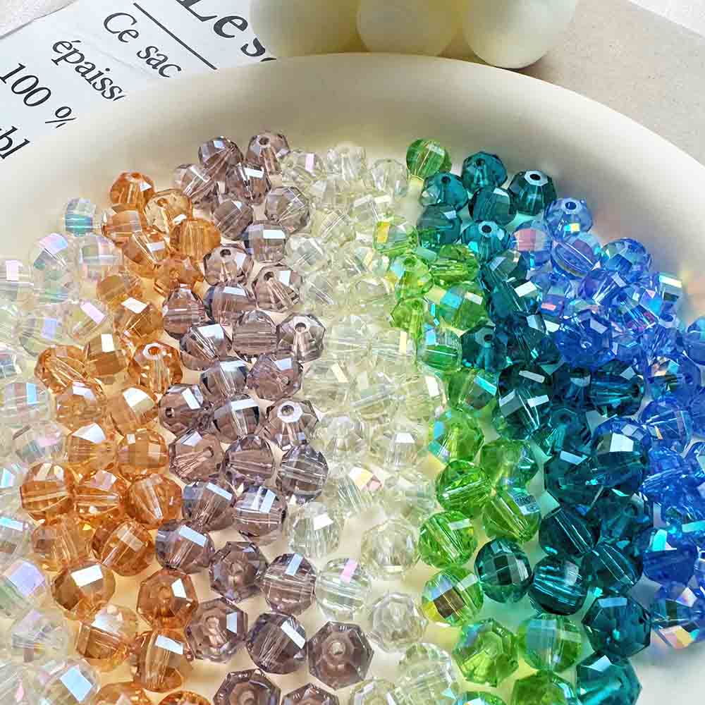 Fiasrel 1bundle 8mm Shiny Plated Watermelon Crystal Glass Beads Bracelet Necklace with Handmade DIY Accessories