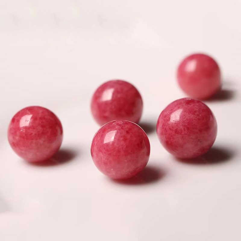 fiasrel Pink Rose Quartz Chalcedony Beads – Round DIY Loose Beads for Handmade Crystal Jewelry Bracelets 