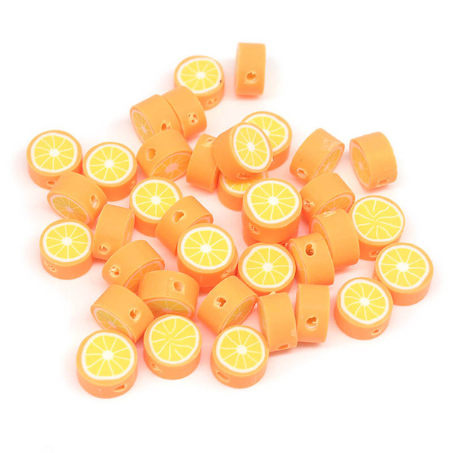 Fiasrel 1000pcs 10mm Fruit soft ceramic beads - oranges