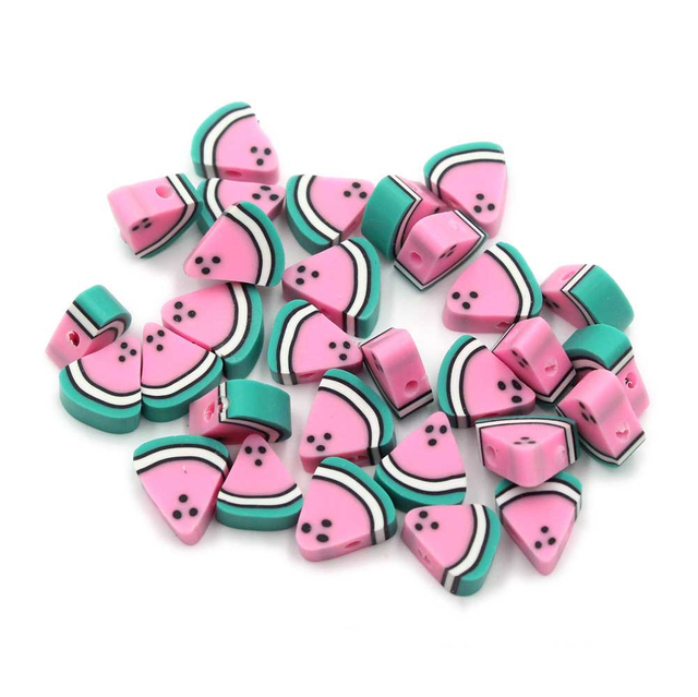 Fiasrel 1000pcs 10mm Fruit soft clay beads - watermelon