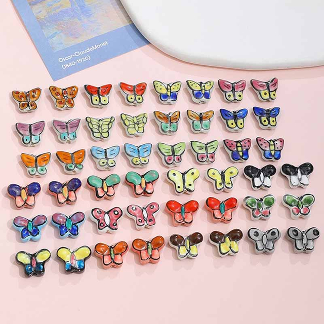 Fiasrel Hand-painted butterfly ceramic beads