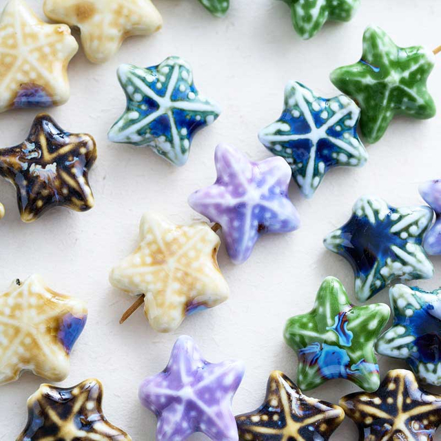 Fiasrel Printed starfish ceramic beads