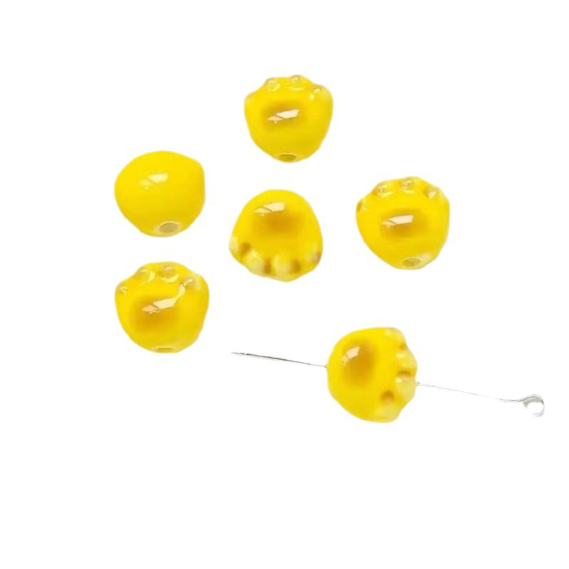 Fiasrel Colored glazed cat paw ceramic beads