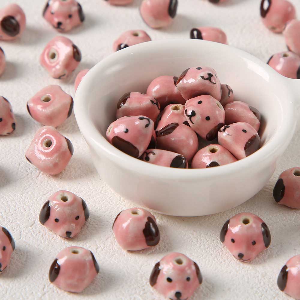 Fiasrel Cute hand-painted animal ceramic beads