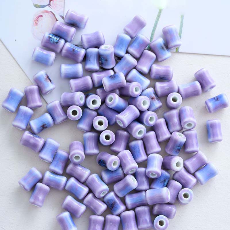 Fiasrel 10pcs Purple series ceramic beads