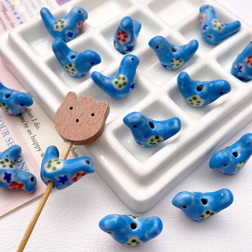 Fiasrel Cute hand-painted bird ceramic beads