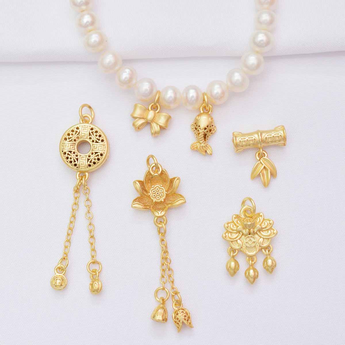 Fiasrel DIY Lotus bow Drop Pendant