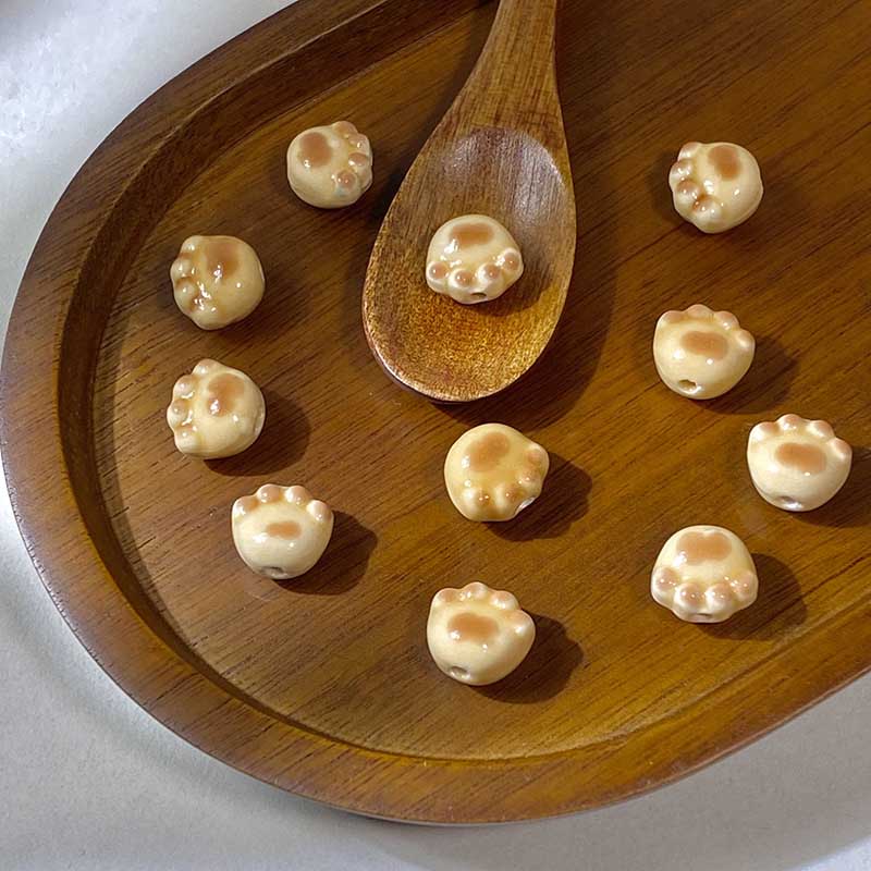 Fiasrel Cute kitten paw and bear paw ceramic beads