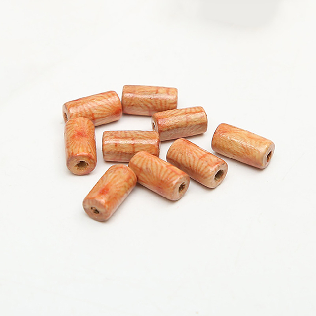 Fiasrel Printed cylindrical and square wooden beads