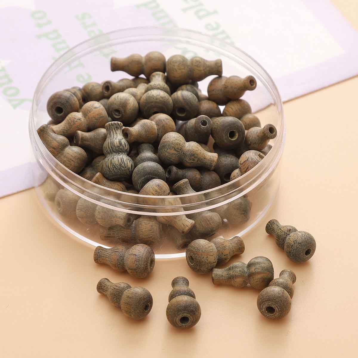 Fiasrel diy natural wooden bead round bead gourd ornaments