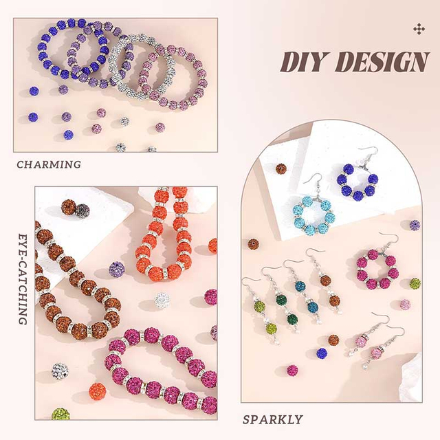 Fiasrel 100pcs Colored soft clay DIY Shamballa Beads