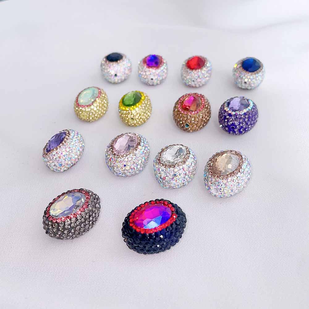 Fiasrel 5pcs Elliptical diamond ball DIY Shamballa Beads