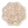 Fiasrel 5mm Iridescent Dyed-Core Glass Square Sugar Beads