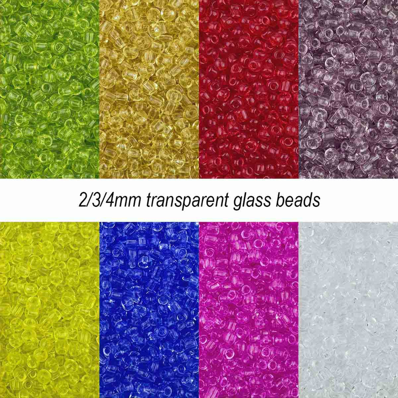 Fiasrel 2/3/4mm Glass Transparent Seed Beads - Bulk Loose Beading 