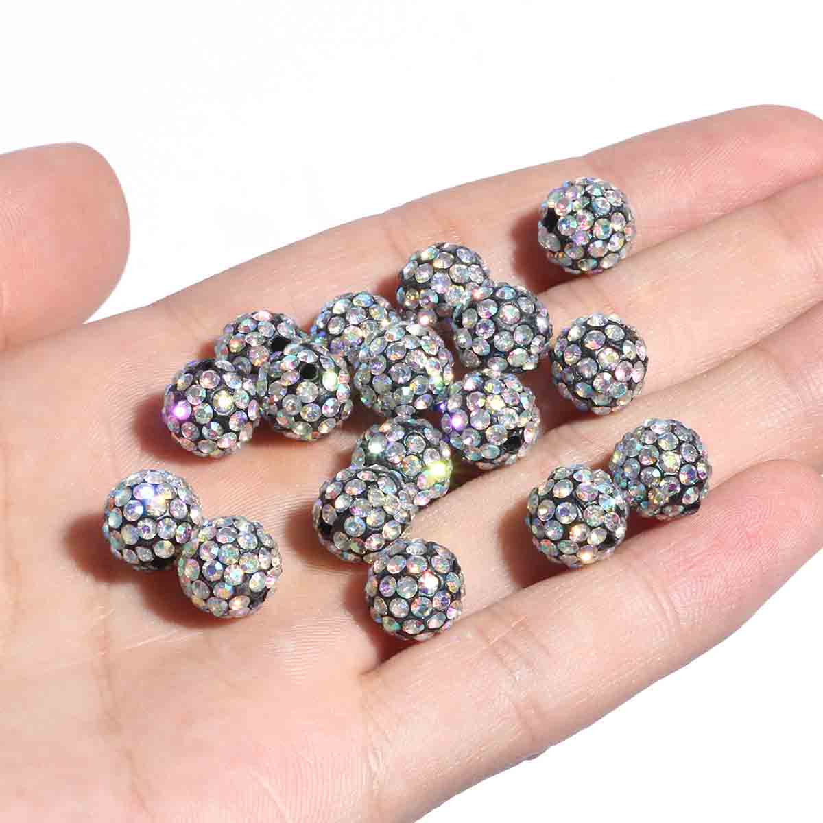 Fiasrel 20pcs Three rows of drills made of clay DIY Shamballa Beads