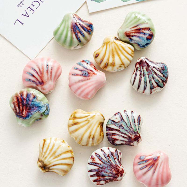 Fiasrel diy shell ceramic beads