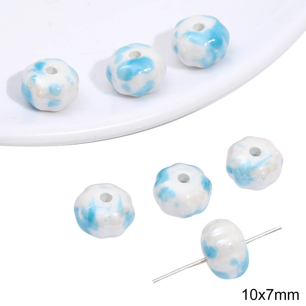 Fiasrel Ceramic blue beads