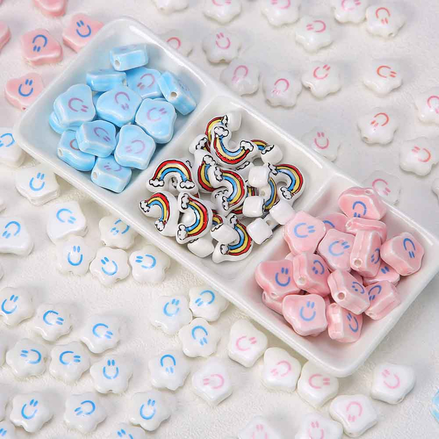Fiasrel Cute cloud rainbow ceramic beads