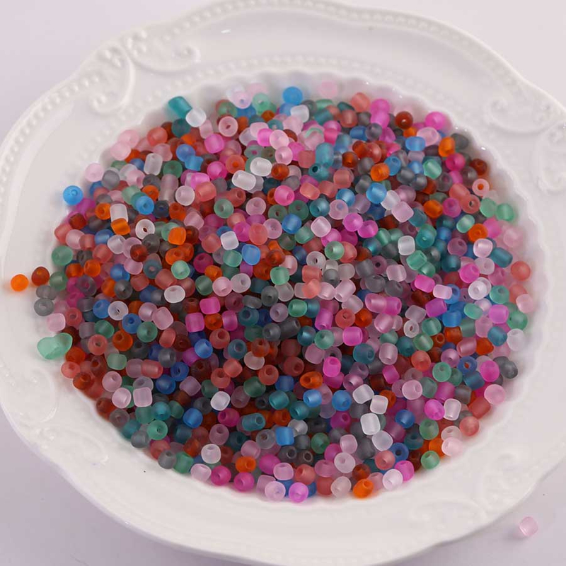 Fiasrel 10g 4mm Frosted Clear Glass Seed Beads for DIY Jewelry Making