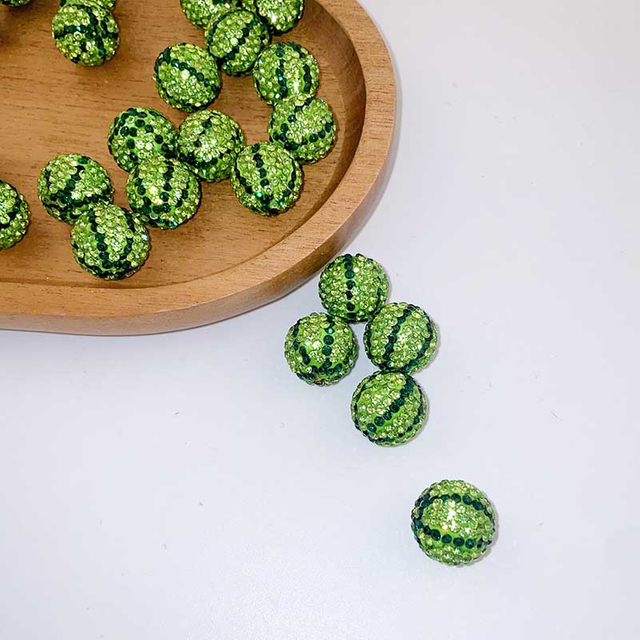 Fiasrel 2pcs Watermelon soft clay drill balls DIY Shamballa Beads