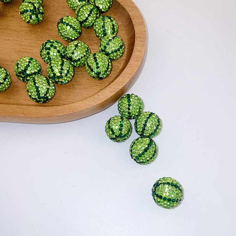 Fiasrel 2pcs Watermelon soft clay drill balls DIY Shamballa Beads