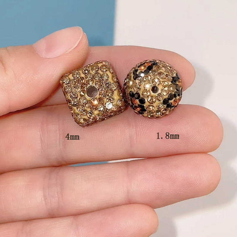 Fiasrel 10pcs Leopard-print square soft clay DIY Shamballa Beads