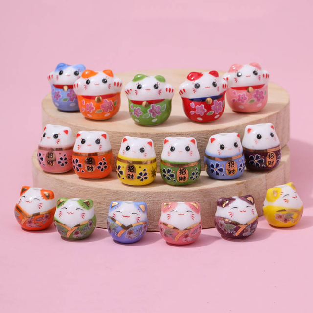 Fiasrel A-style Maneki Neko Ceramic beads