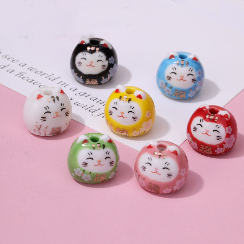 Fiasrel Maneki Neko ceramic beads