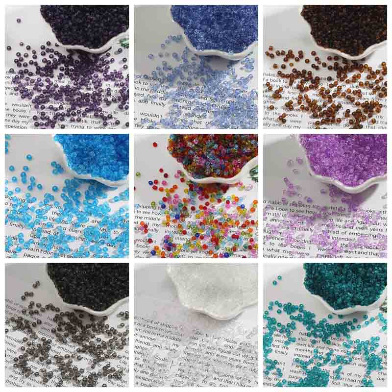 Fiasrel 2-4mmTransparent Glass Seed Beads, Loose Beads, Handmade DIY