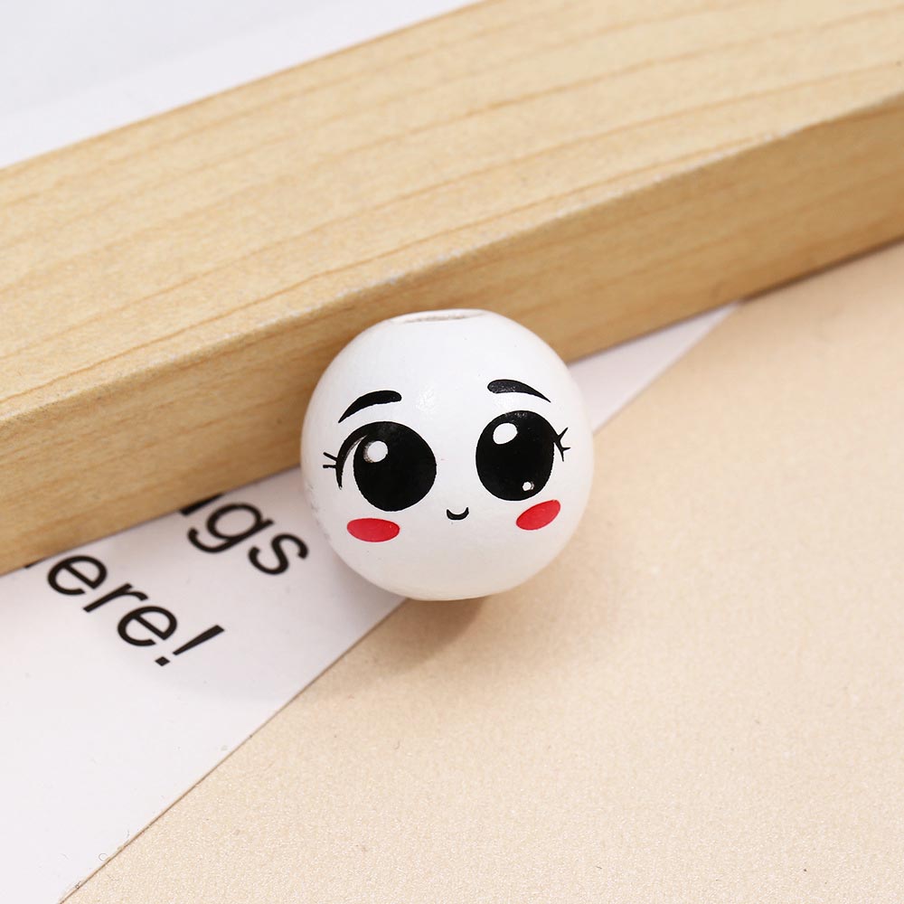 Fiasrel 20mm Doll head smiling face wooden beads