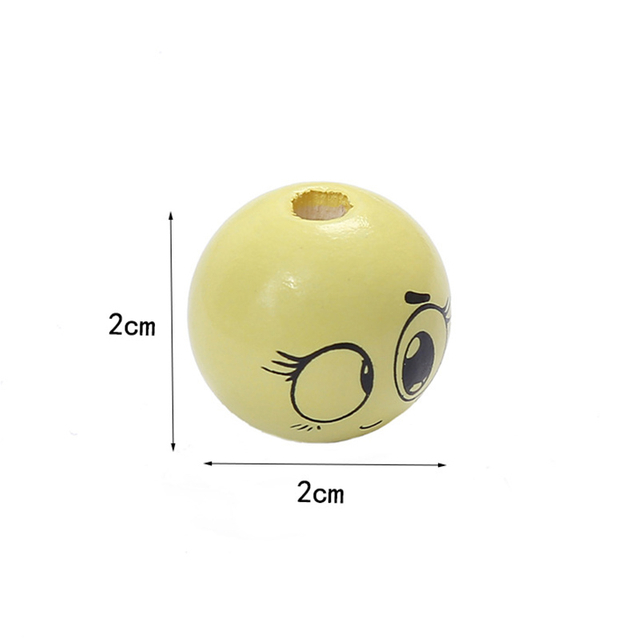 Fiasrel 20mm Doll head smiling face wooden beads