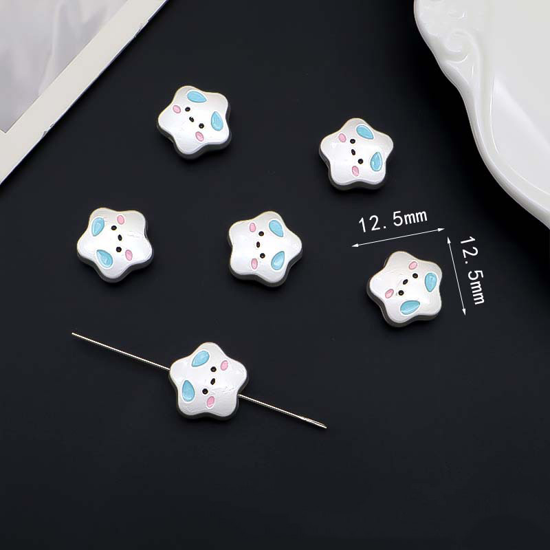Fiasrel 10pcs Cartoon smiling face alloy beads