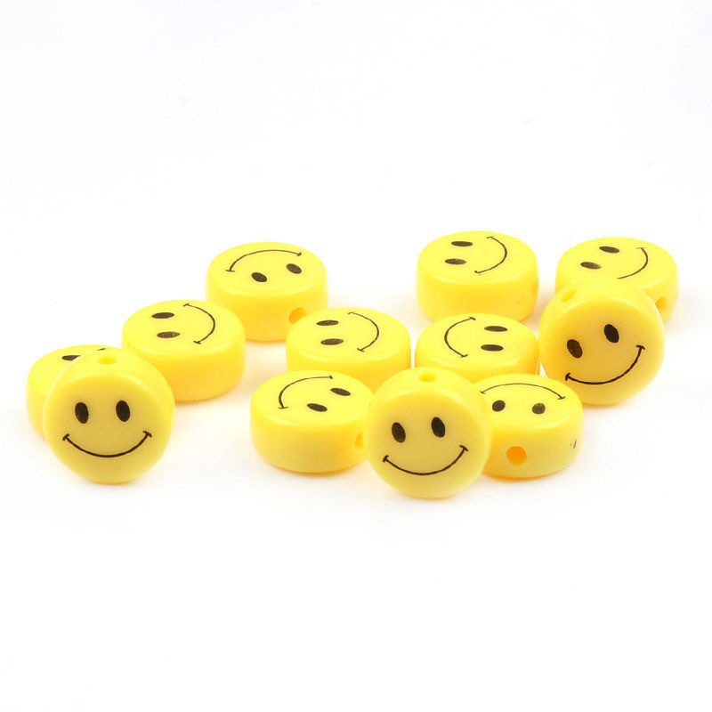 Fiasrel 6-16mm 100pcs Flat, round and flat smiling face beads