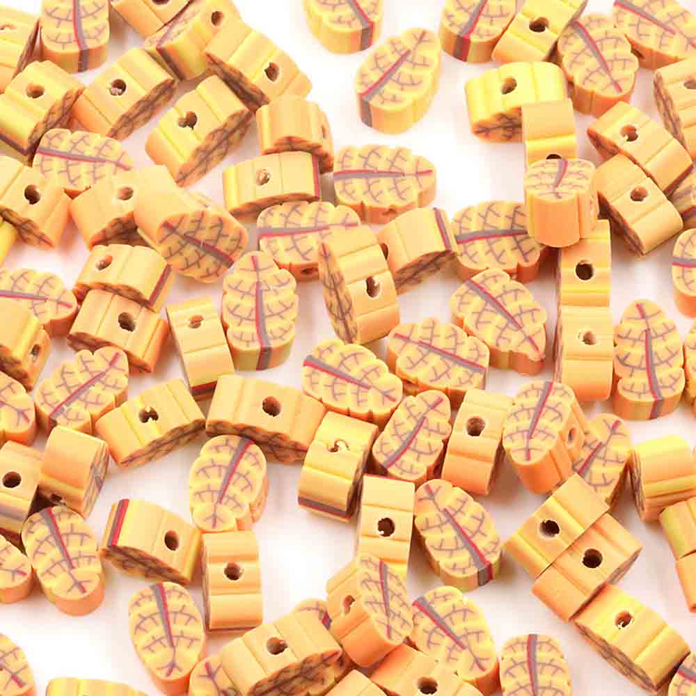 Fiasrel Yellow maple leaf pumpkin soft clay beads
