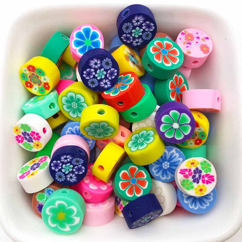 Fiasrel 100pcs Flower soft clay beads