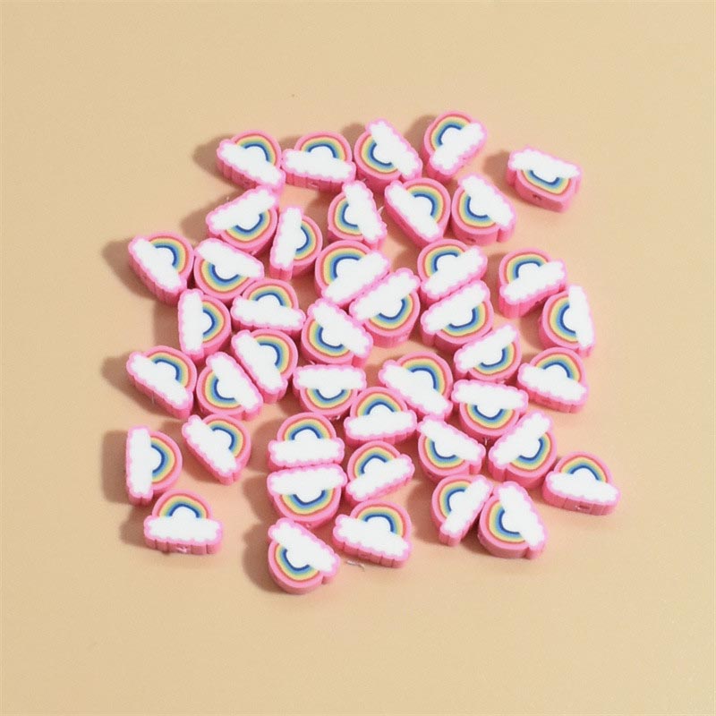 Fiasrel 10mm Rainbow cloud soft clay beads