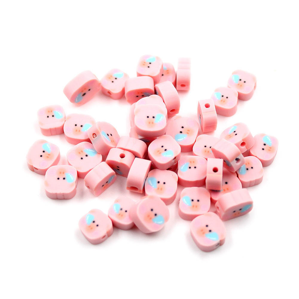 Fiasrel 1000pcs Children's diy little pig soft clay beads