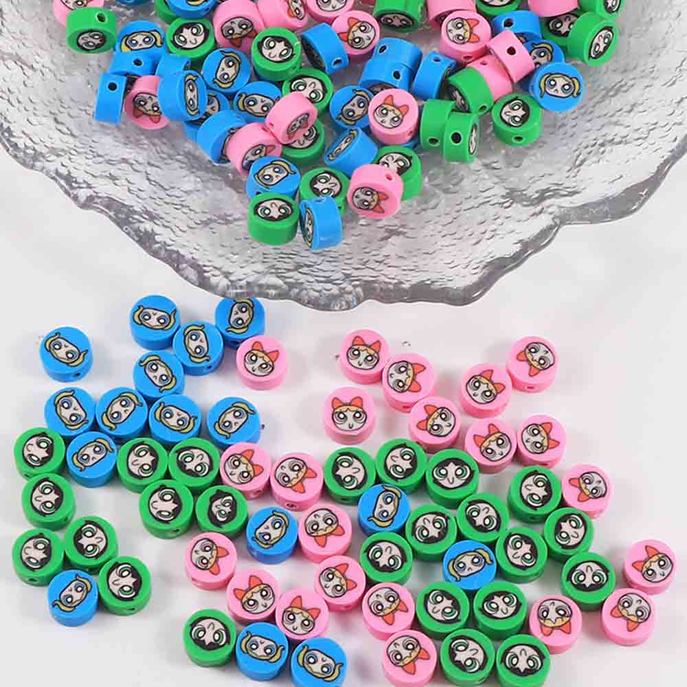 Fiasrel 100pcs Cute anime character Soft clay beads